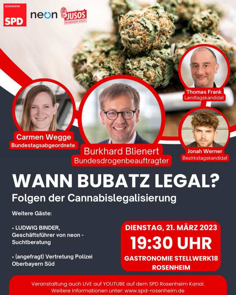 SPD Rosenheim Stadt: Wann Bubatz legal? Folgen der Cannabislegalisierung
